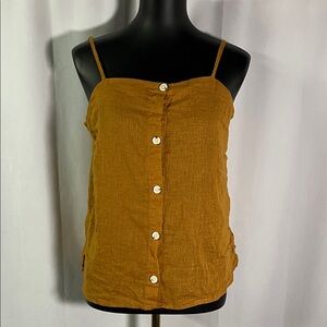 Old Navy Tobacco Leaf Brown Sleeveless Linen Blend Button Front Tank Top